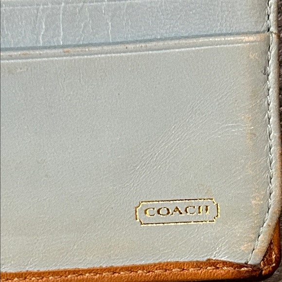 Vintage Coach Continental Brown and Tan Women's Leather and canvas Wallet - Picture 8 of 14